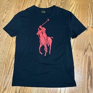 Polo Ralph Lauren Big Pony Logo T-shirt Black Red 100% Cotton Size Small NWOT